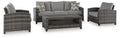 Oasis Court - Sofa, Chairs, Table Set (Set of 4) - Gray
