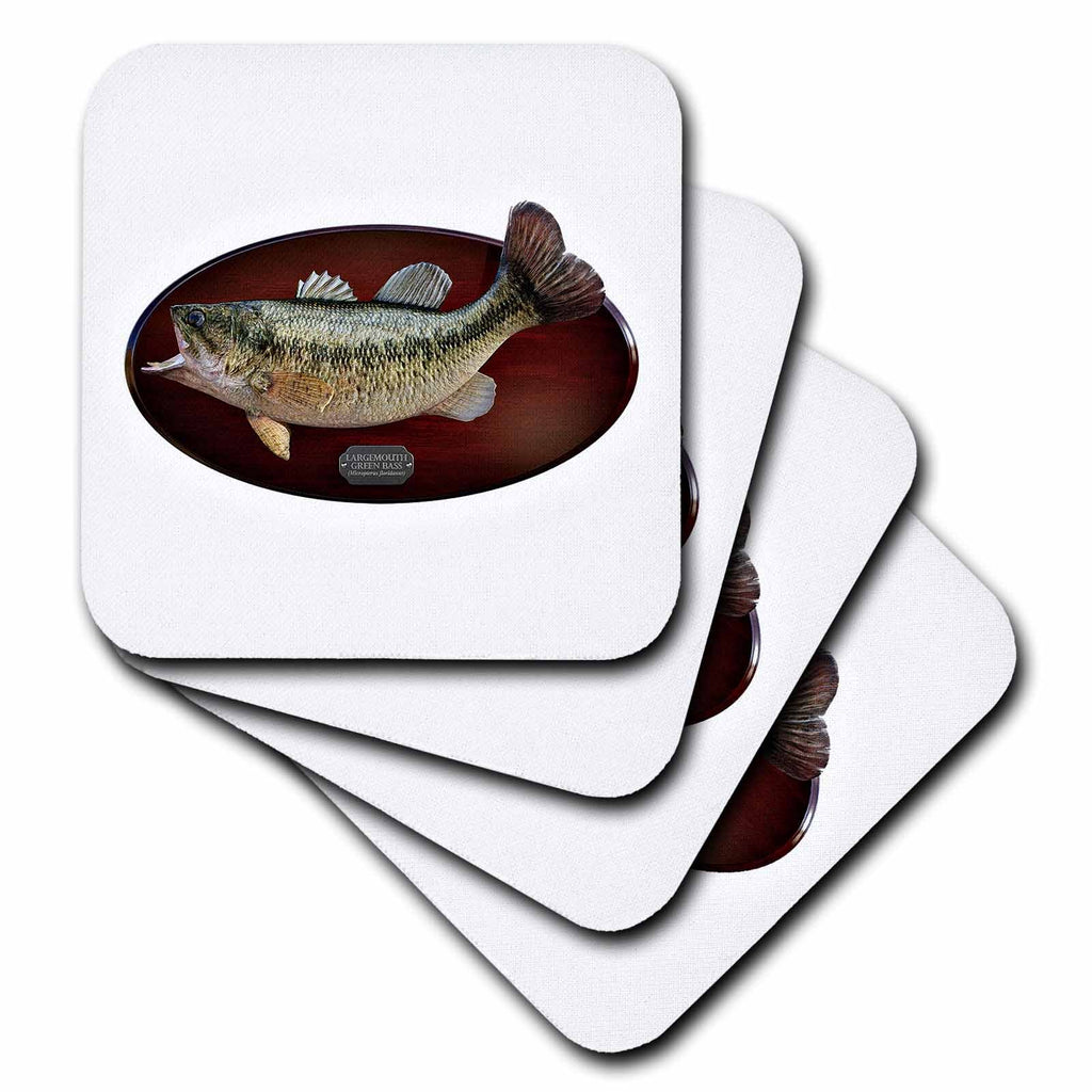 3dRose A Fishing Trophy of a Largemouth Green Bass Mounted on Mahogany - Coasters (cst-376329)