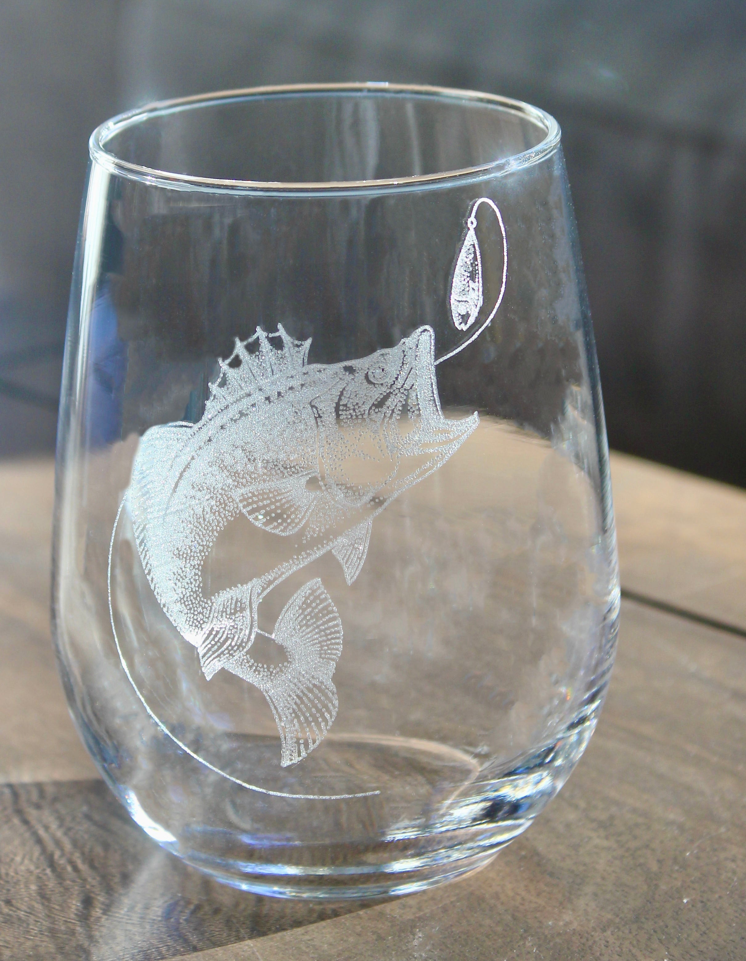 Largemouth (Bigmouth) Bass Fish - Laser Engraved Glasses